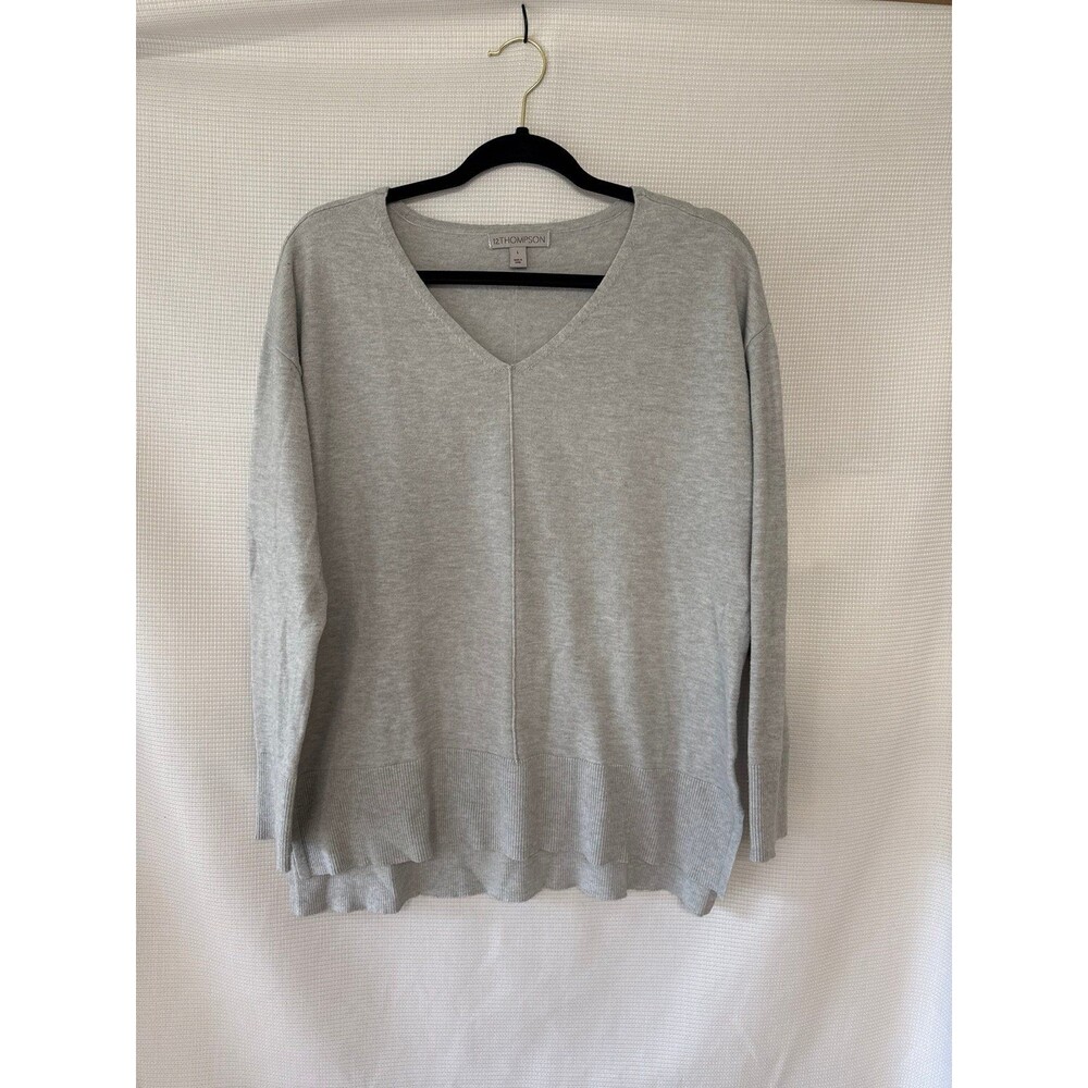 Light gray oversized pullover sweater Knit sleeve & Waist Band
